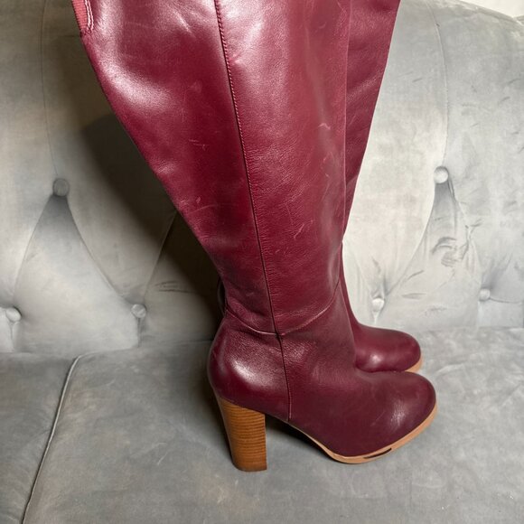 Lane Bryant Burgundy Leather  collection luciana Tall Platform Boots – 8W - Picture 9 of 15